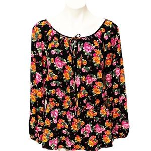 Betsey Johnson Boho Rose Peplum Peasant Top